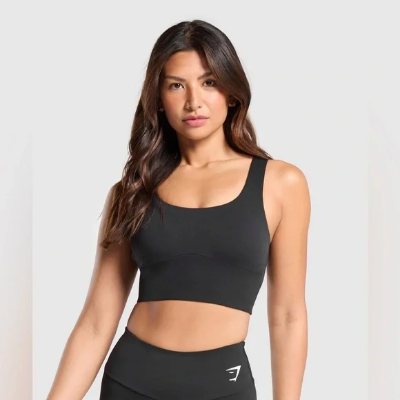 Gymshark Black Athletic Running Longline Sports Bra Medium Support size Small - Picture 1 of 10